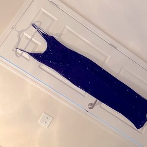 Navy Blue thigh high slit super cute ! Sequined dress!